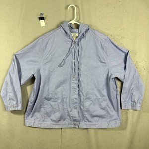 CJ Banks Womens Purple Hoodie Button Up Big Pockets Drawstring Plus Size 1X